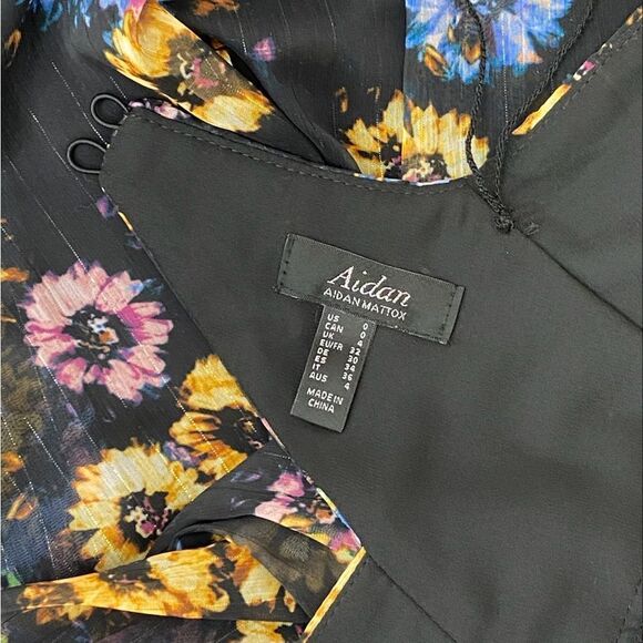 Aidan by Aidan Mattox Floral Pleated Chiffon Gown size 0 - Picture 12 of 14